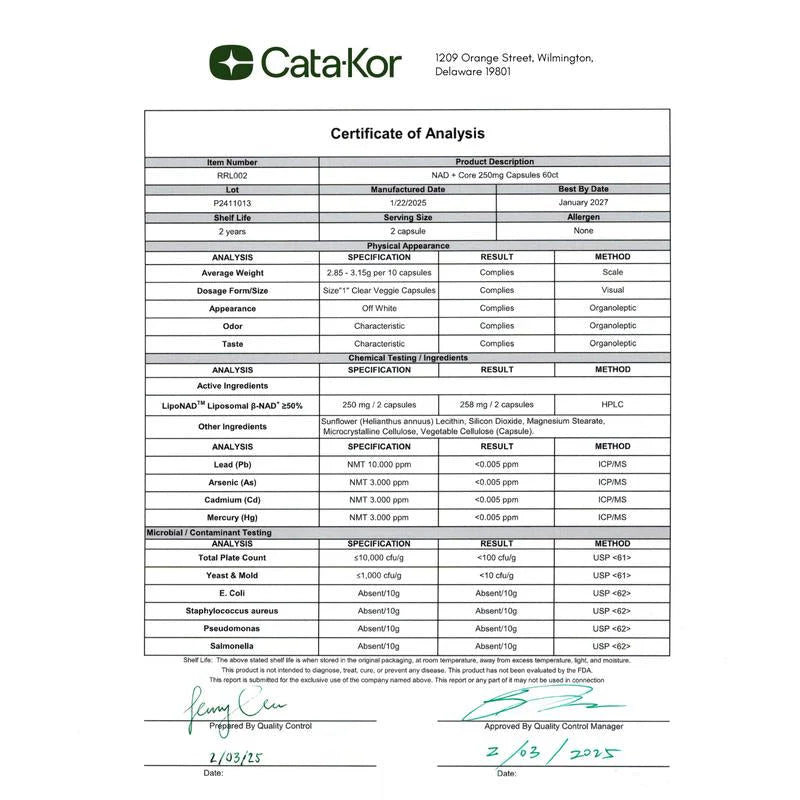 Cata-Kor NR900 - NAD+ Supplement for Skin Aging Support, Energy, and Focus