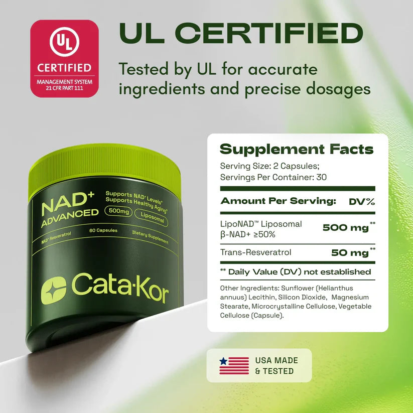 Cata-Kor NR900 - NAD+ Supplement for Skin Aging Support, Energy, and Focus