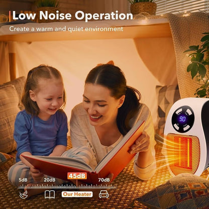 Mini Plug in Heater, Portable Wall Space Heater with Remote